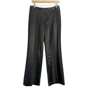 Grace Dane Lewis Black Satin Striped Wide Leg Trouser Dress Pants Size 8